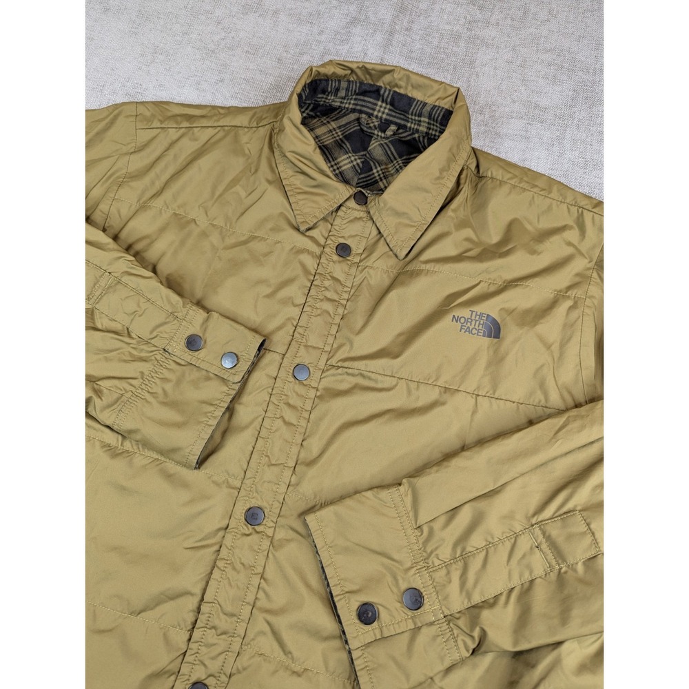 The North Face Jacket Mens XL Brown Green Plaid Reversible Quilted Shirt Shacket